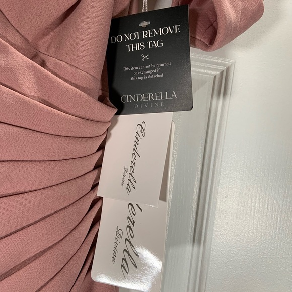 Cinderella Divine Bridesmaids Dress Women's 6 Rose Sweetheart Neckline Slit - Picture 3 of 14